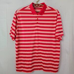 Nike Golf Polo Shirt Mens XXL Red Striped Tour Performance DriFit Pullover